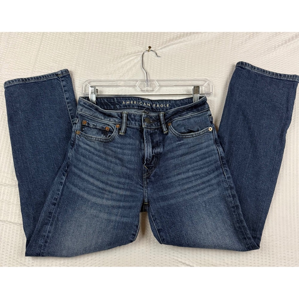 American Eagle Relaxed Straight Flex Jeans Medium Wash Denim Blue 26 x 28